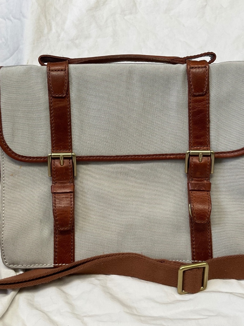 Fossil Canvas and Leather Greenville accordion-style Messenger Bag
